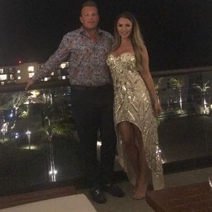 Gold sparkly high low dress. perfect for NYE